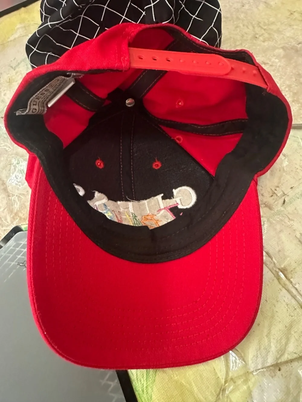 Guess J Balvin Red Hat Snapback and NWT Volcom Yupoong Sample Black Checks Dad - Picture 5 of 8